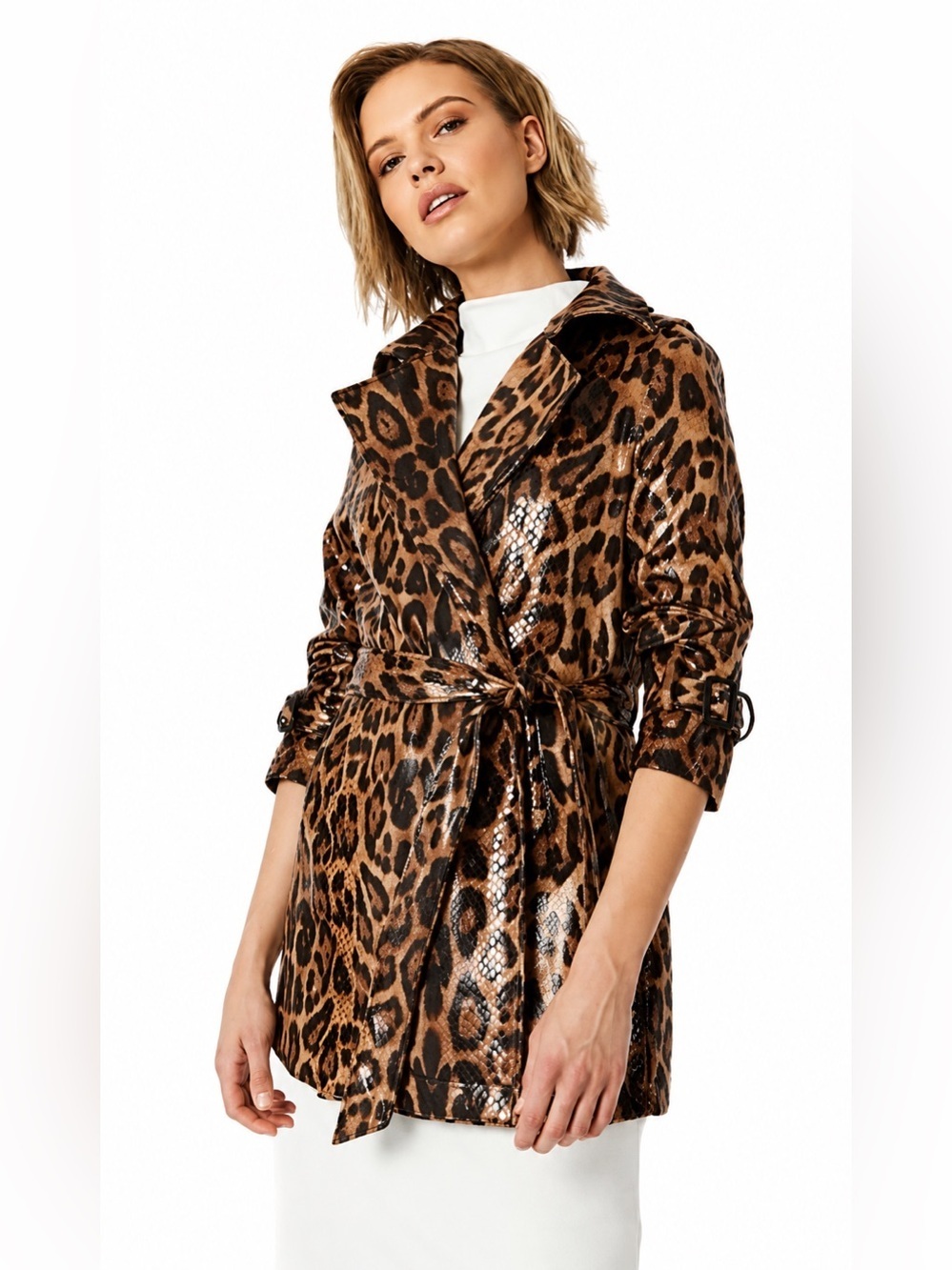 JAYLEY Leopard Print The Jade Snakeskin Effect Mid Length size S/M